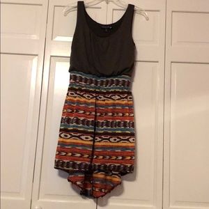 high-low aztec print sleeveless dress